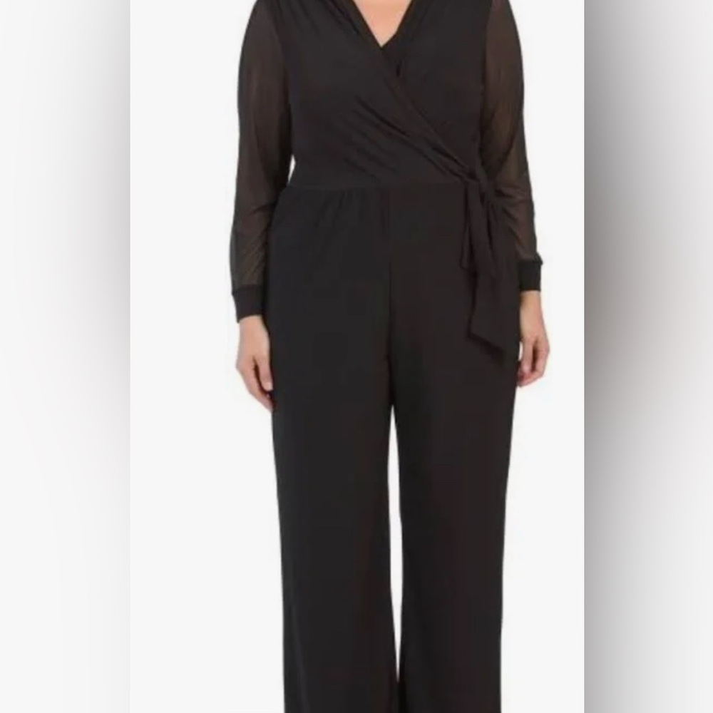 Tiana B  Black Women's faux wrap  Jumpsuit 2x